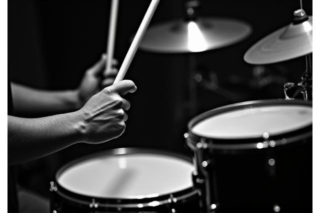 ジャズドラマーのクローズアップ